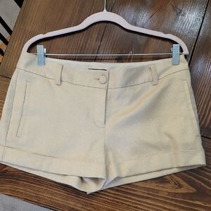 Express Gold Shimmer Low Rise Dress Shorts Womens Sz 10, Metallic, Artsy, Edgy